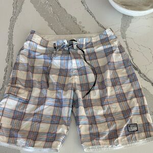 Lost Men's Blue Plaid Swim Shorts